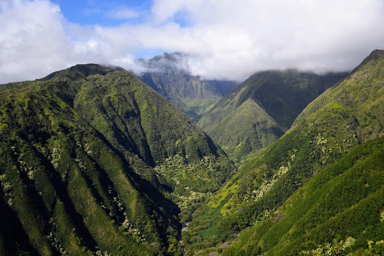 Aerial view of the Hawaiian coastline